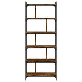 Bookcase 6-Tier Smoked Oak 76x32x192 cm Engineered Wood 833947