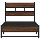 Metal Bed Frame without Mattress Brown Oak 90x190 cm Single 4017318