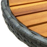Tea Table Grey 60 cm Poly Rattan and Solid Acacia Wood 316510
