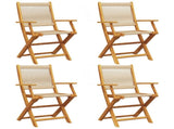 Folding Chairs 4 pcs Beige Solid Wood Acacia 3214571