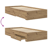 Bed Frame with Storage Artisian Oak 80 x 200 cm Engineered Wood 3429532
