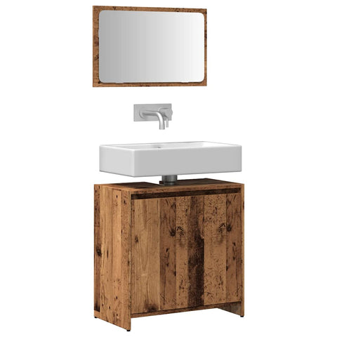 ZNTS 2 Piece Bathroom Furniture Set Old Wood Engineered Wood 856067