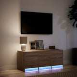 TV Cabinet with LED Brown Oak 97x34x40 cm Engineered Wood 852242