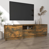 TV Cabinet Smoked Oak 140x35x40 cm Engineered Wood 817111