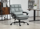 Faux Leather Reclining Office Chair, with Footrest - Grey T3398P344450