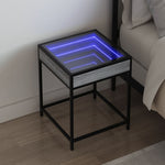 ZNTS Bedside Table with Infinity LED Grey Sonoma 40x40x51 cm 3284094