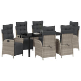 Garden Dining Set with Cushion 7 pcs Light grey Poly Rattan 3380572