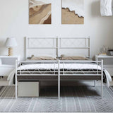 Metal Bed Frame without Mattress with Footboard White 150x200cm 372346