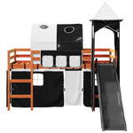 Kids' Loft Bed with Tower White&Black 80x200 cm Solid Wood Pine 3309152
