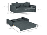 2 Seater Sofa Bed, Convertible Bed Settee, Modern Velvet Loveseat Sofa Couch with 2 Cushions, Hidden T3398P377939