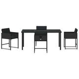 Garden Dining Set with Cushion 5 pcs Black Poly Rattan 3380010