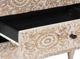 Bed cabinet with Drawer White 50 x 33 x 60 cm Solid Mango Wood 4018377