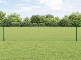 Welded Wire Fence with Posts 25 x 0.6 m PVC-Coated Steel Green 3336474