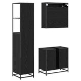 Bathroom Furniture Set 3 pcs Black Oak Engineered Wood 3402505