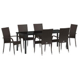 Garden Dining Set 7 pcs Brown Powder-Coated Steel 3379399