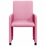 Dining Chairs with Wheels 2 pcs Pink 57 x 66 x 94 cm Fabric 42017816