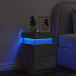 ZNTS Bedside Cabinet with LED Lights Concrete Grey 35x39x55 cm 836755