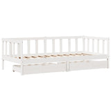 Daybed with Drawers without Mattress White 90x200 cm Solid Wood 3302072