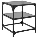 Coffee Tables with Black Glass Top 2 pcs 40x40x45 cm Steel 846005