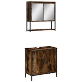 2 Piece Bathroom Furniture Set Smoked Oak Engineered Wood 3214662