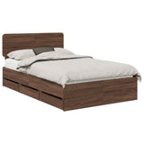 Bed Frame with Drawer Brown Oak 120 x 190 cm Engineered Wood 3412212