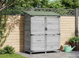 Garden Shed with Roof Grey 106.5 x 56 x 176 cm Solid Fir Wood 42033450