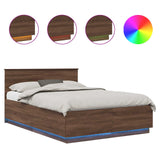 Bed Frame with Headboard Brown Oak 150 x 200 cm Engineered Wood 3408067