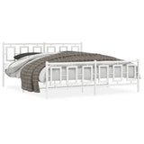 Metal Bed Frame without Mattress with Footboard White 180x200cm 374312