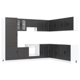14 Piece Kitchen Cabinet Set "Porto" Black Engineered Wood 3314992