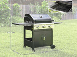 7.5kW Three-Burner Gas BBQ Grill, with See-Through Lid - Black T3398P328022