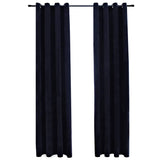 Blackout Curtains with Rings 2 pcs Velvet Black 140x175 cm 134488