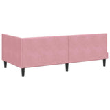 Corner Bed Frame with Headboard Pink 100 cm x 200 cm Velvet 42016441