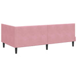 Corner Bed Frame with Headboard Pink 100 x 200 cm Velvet 42016441