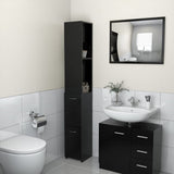 Bathroom Cabinet Black 25x26.5x170 cm Engineered Wood 808432