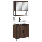 2 Piece Bathroom Furniture Set Brown Oak Engineered Wood 3214664