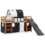 Kids' Loft Bed with Tunnel White&Black 80x200 cm Solid Wood Pine 3309098