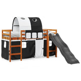 Kids' Loft Bed with Tunnel White&Black 80x200 cm Solid Wood Pine 3309098