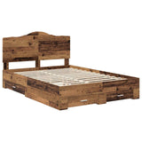 Bed Frame with Headboard Old Wood 140 x 190 cm Engineered Wood 3413610