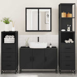 ZNTS 4 Piece Bathroom Furniture Set Black Engineered Wood 3301250