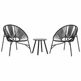 Garden Chair Set 3 pcs Black Poly Rattan 4009292