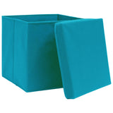Storage Boxes with Lids 10 pcs Baby Blue 32x32x32 cm Fabric 288376