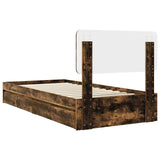 Storage Bed with Drawer Smoked Oak 100 x 200 cm Engineered Wood 3412308