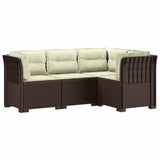 4-Seater Garden Sofa with Cushions Rattan Look PP Brown 3443982