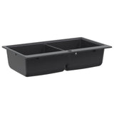 Kitchen Sink Double Basin Granite 86 x 51 x 30 cm Graphite 42053751