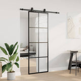 Sliding Door with Hardware Set Black 76x205 cm ESG Glass 3375908