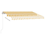 ZNTS Freestanding Manual Retractable Awning 350x250 cm Yellow/White 3069518