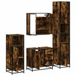 ZNTS 4 Piece Bathroom Furniture Set Smoked Oak Engineered Wood 3301197