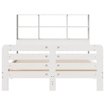 ZNTS Bed Frame without Mattress White 135x190 cm Double Solid Wood Pine 3309948
