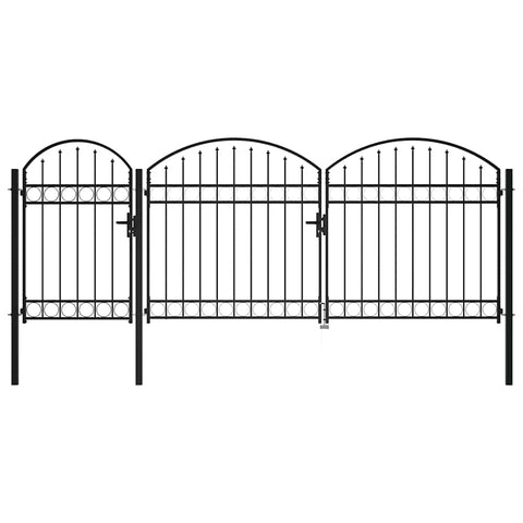 Garden Fence Gate with Arched Top 200 x 400 cm Steel 144368