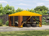 Garden Gazebo with Sidewalls 3 x 3 m Yellow Polyester and Steel 900368
